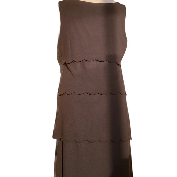 Philosophy Tiered Scallop Ruffle Shift Little Black Dress Size Large - Picture 2 of 9